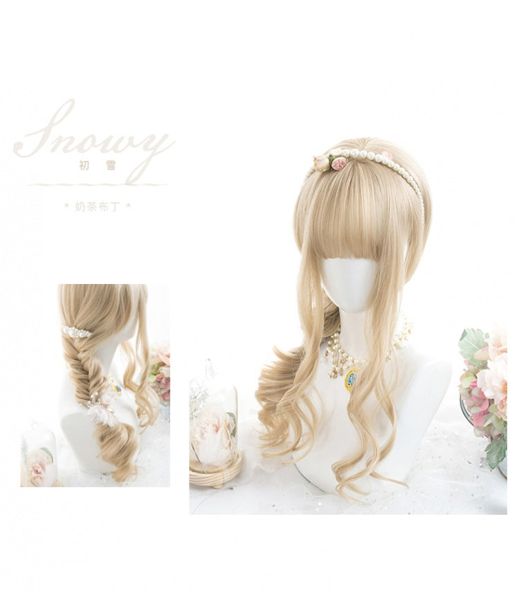 Milk Tea Mid Length/Short Curly Synthetic Wig