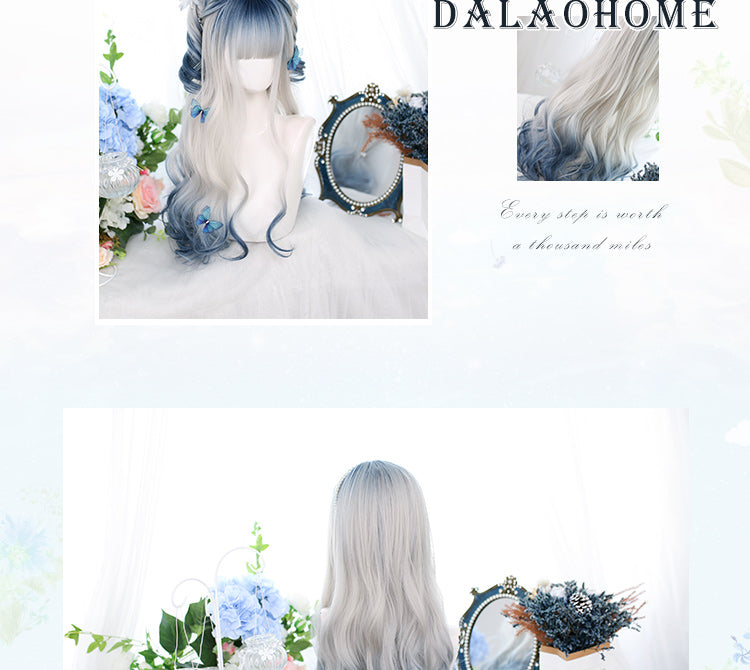 Highlights Air Bangs Long Curly Synthetic Wig