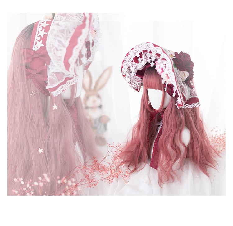 Strawberry Cookies Hime Cut Long Straight / Curly Synthetic Wig with Bangs