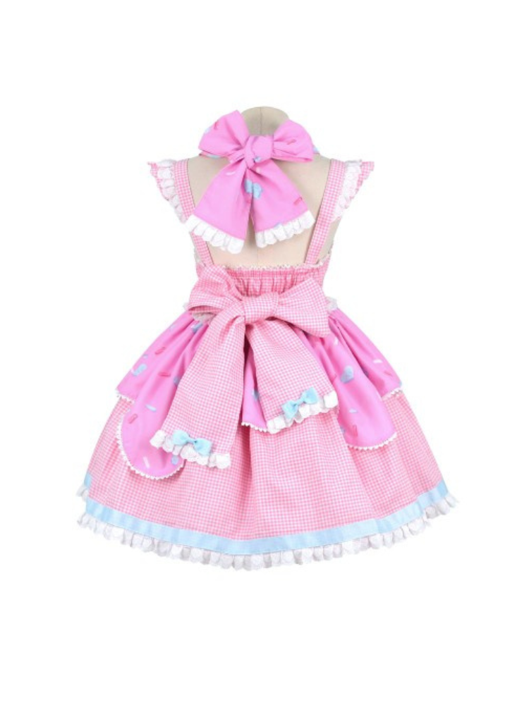 Retro Sweet Square Neckline Halter Jumper Skirt