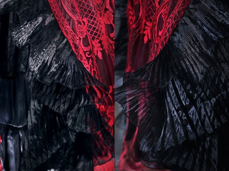 Black and Red Gorgeous Jumper Skirt Sweetheart Neckline Gothic Dress Full Set