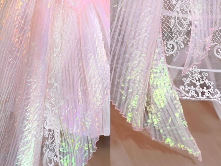Pink Gorgeous One Piece Detachable Sleeves Fairy Dress Full Set