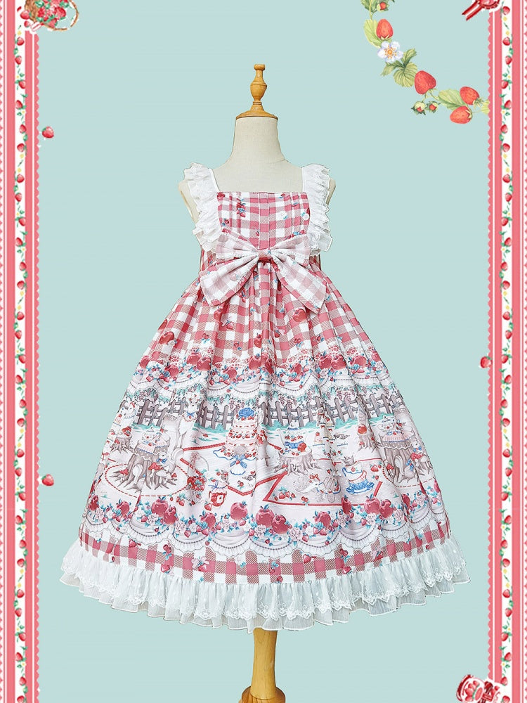 Pink Forest Tea Party Plaid Jumper Skirt