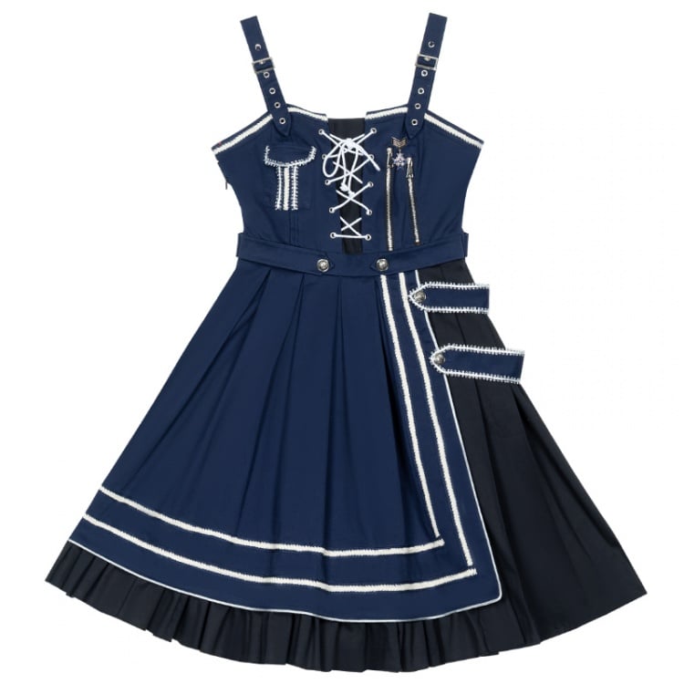 Dark Blue Military Jumper Skirt / Cape