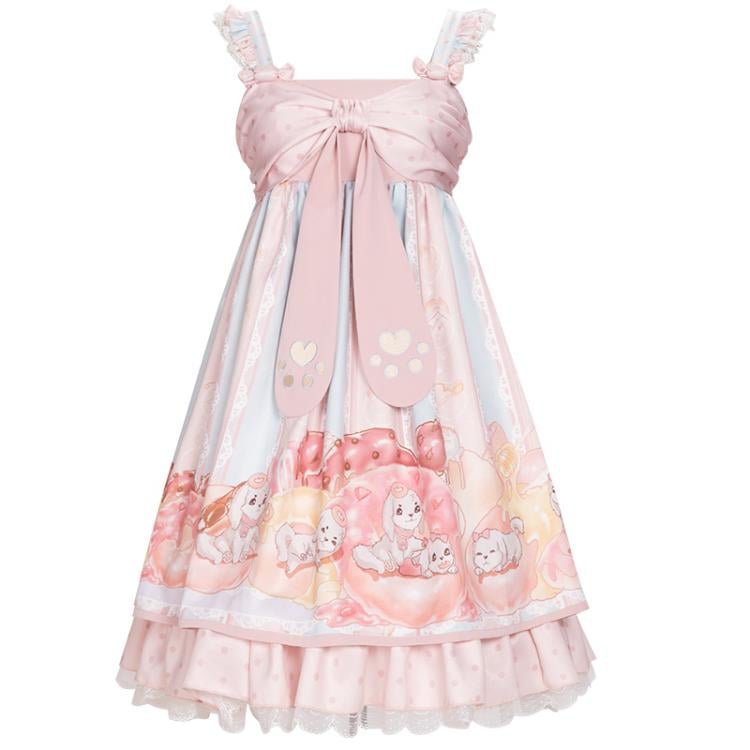 Doggy Donuts Sweet Jumper Skirt / Balloon Sleeves Shirt