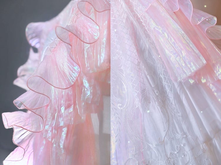 Pink Gorgeous One Piece Detachable Sleeves Fairy Dress Full Set