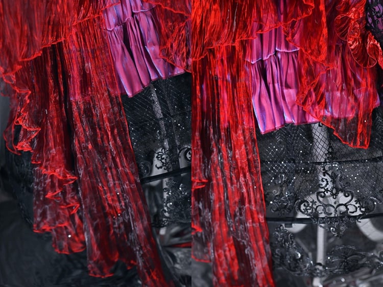 Red Gorgeous One Piece Detachable Sleeves Gothic Dress Full Set
