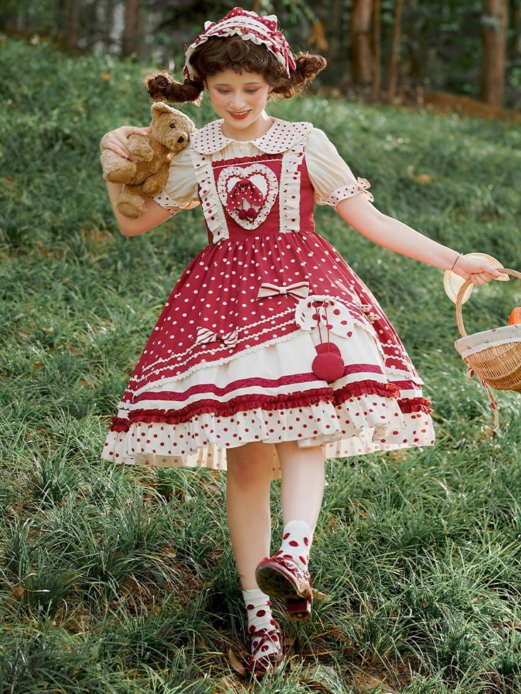 Clearance - Cherry Pie Polka Dot Sweet Jumper Skirt