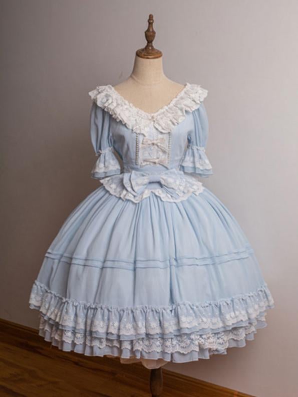 Song of Dawn Short Puff Sleeves Tea Party One Piece