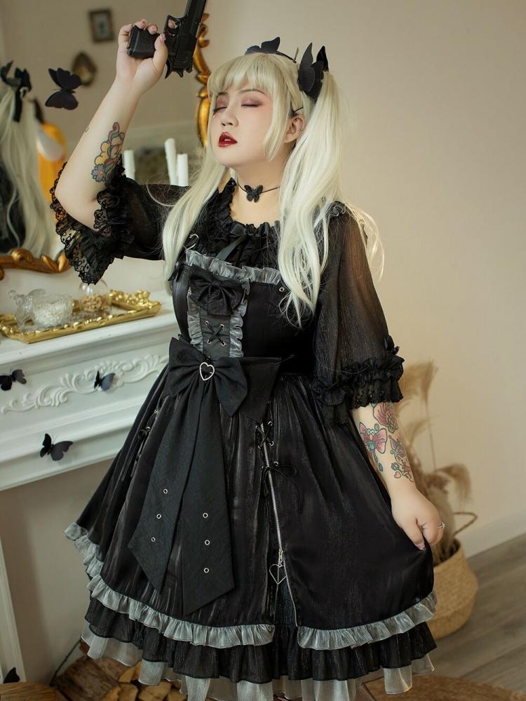 Plus Size Heartbeat Warning Black Jumper Skirt