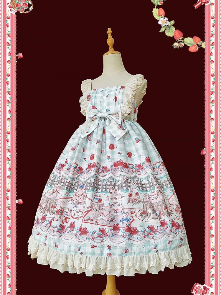 Green Forest Tea Party Plaid Jumper Skirt