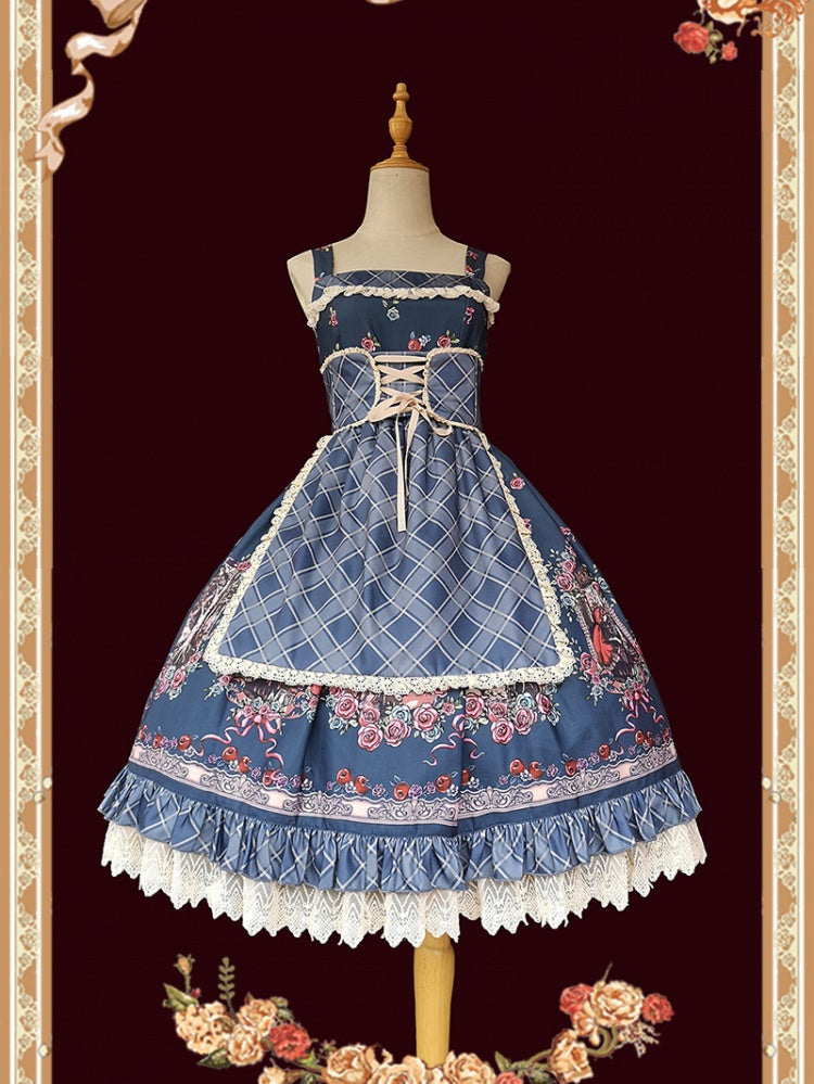 Little Red Riding Hood Jumper Skirt with floral lace details