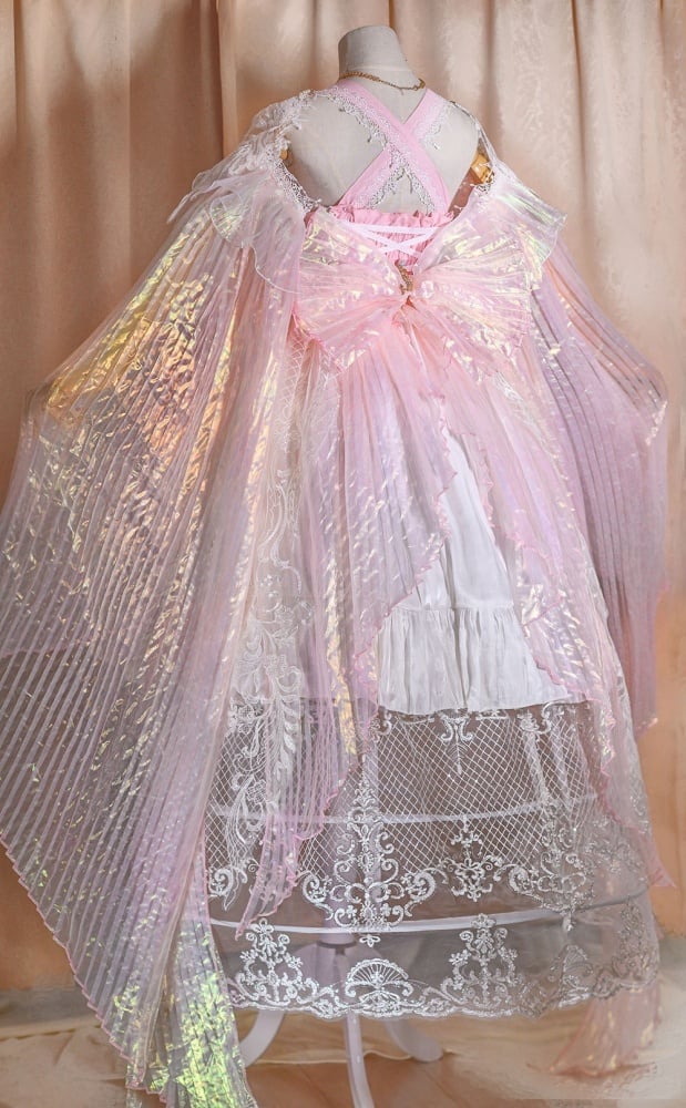 Pink Gorgeous One Piece Detachable Sleeves Fairy Dress Full Set