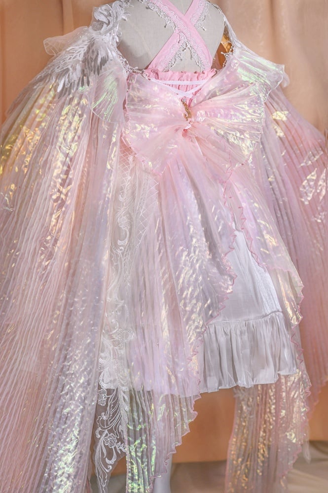 Pink Gorgeous One Piece Detachable Sleeves Fairy Dress Full Set