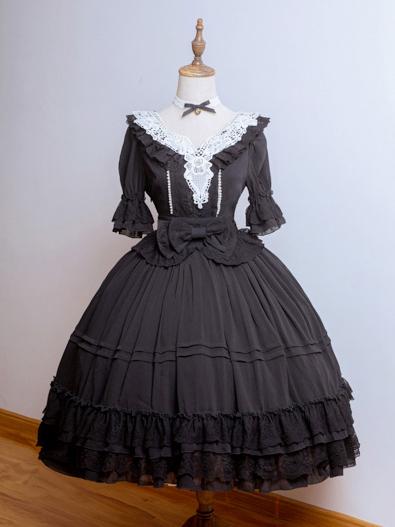 Song of Dawn Short Puff Sleeves Tea Party One Piece