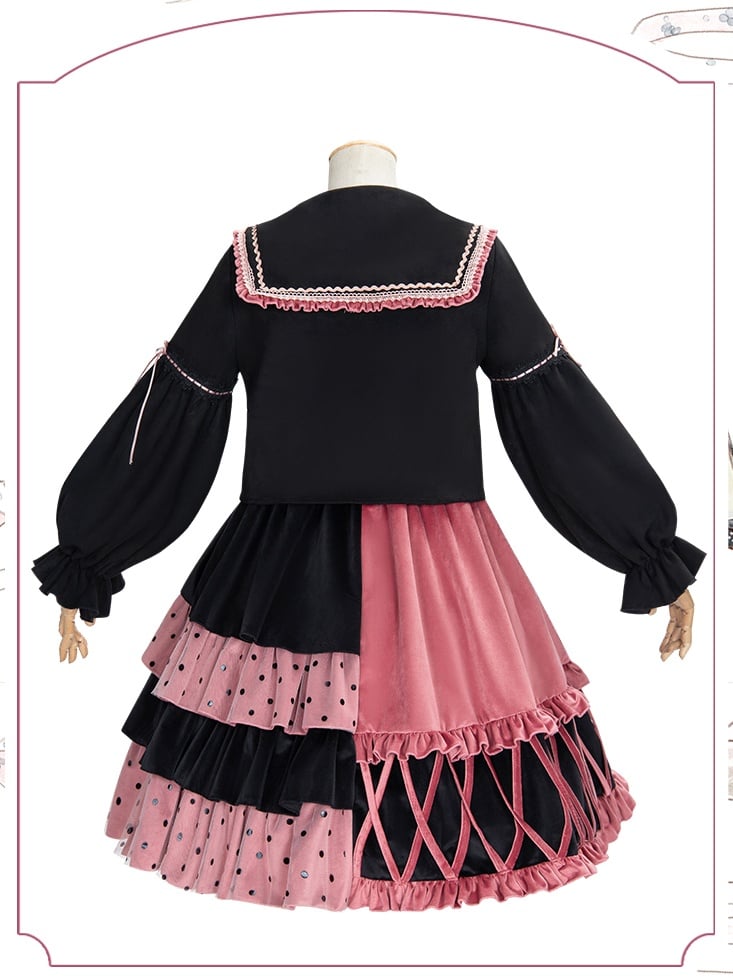 Black and Pink Sweet Lolita Jumper Skirt / Top