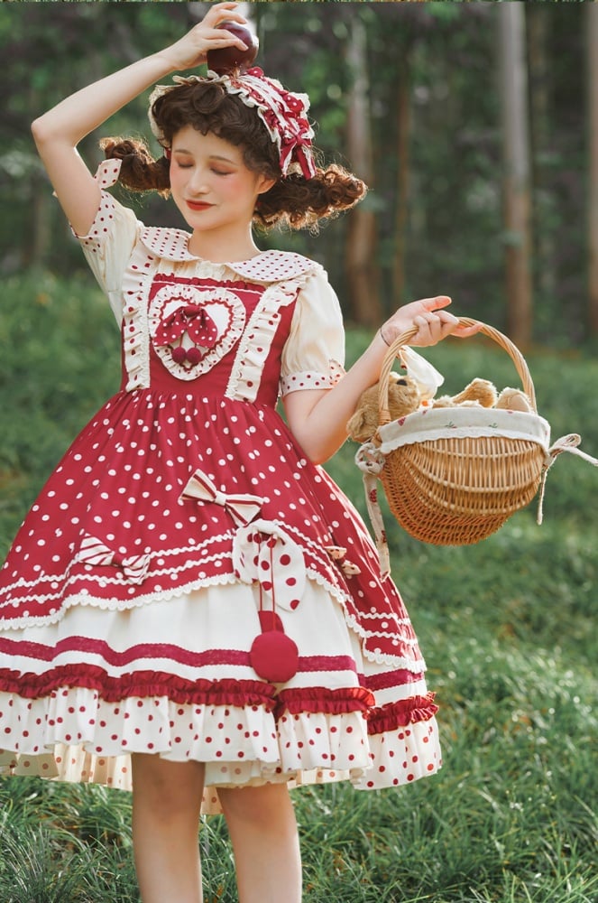 Clearance - Cherry Pie Polka Dot Sweet Jumper Skirt