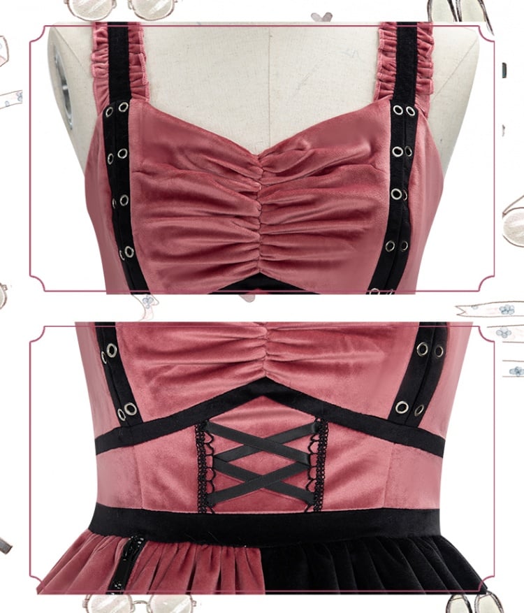 Black and Pink Sweet Lolita Jumper Skirt / Top