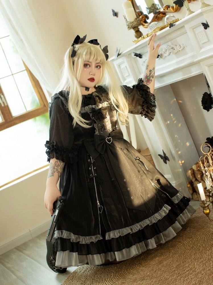 Plus Size Heartbeat Warning Black Jumper Skirt