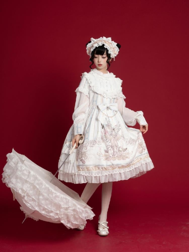 Color White Reunite the World Long Sleeves One Piece Bust Size Available up to 106cm