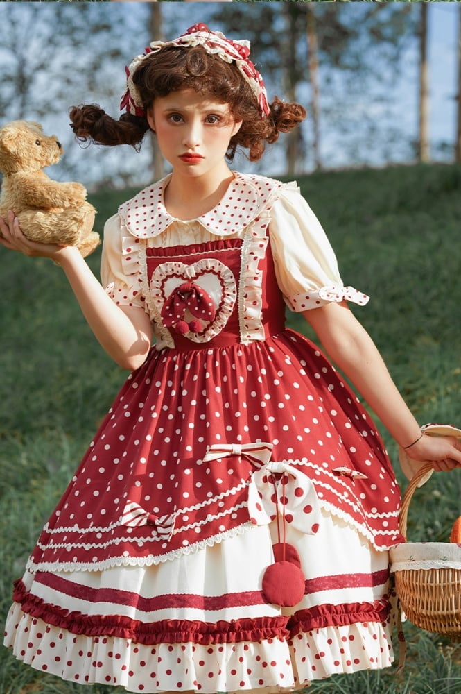 Clearance - Cherry Pie Polka Dot Sweet Jumper Skirt
