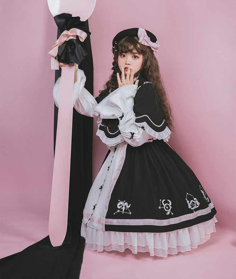 Clearance -Black Star Magician Fake Two-piece Design One Piece Full Set Size S for Bust 89cm