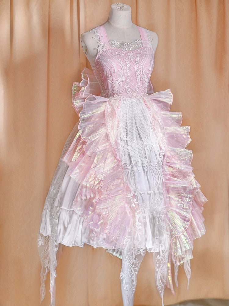 Pink Gorgeous Jumper Skirt Sweetheart Neckline Fairy Dress Full Set