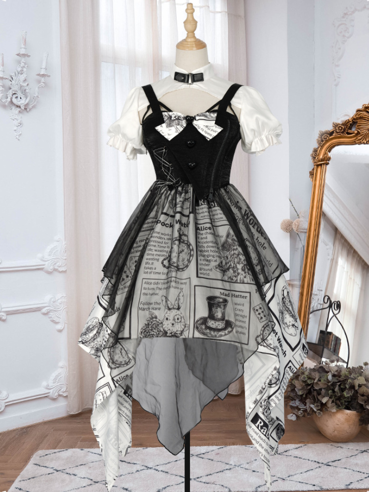 Alice Irregular Hem Skirt Punk One Piece Set