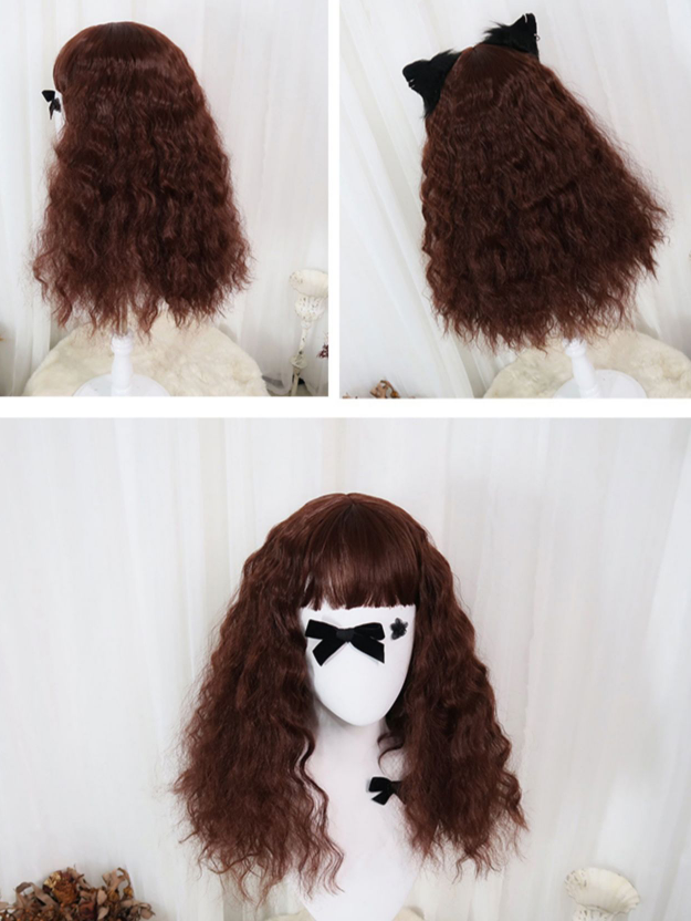 Waist Length Curly Reddish Brown Shaggy Synthetic Wig