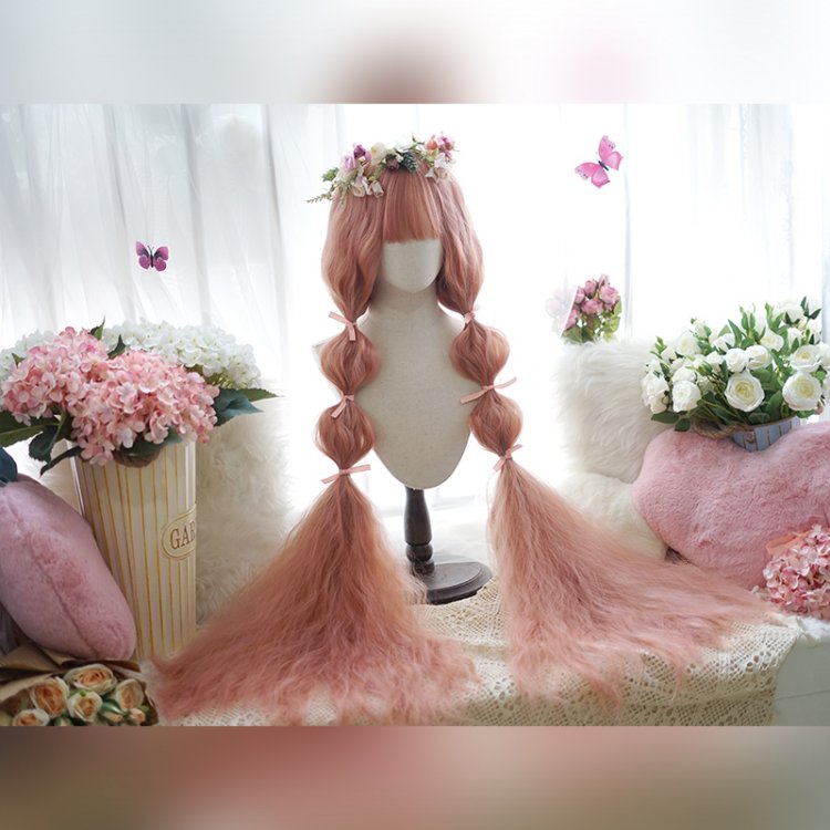 Hip Length Curly Spring Sakura Pink Synthetic Wig