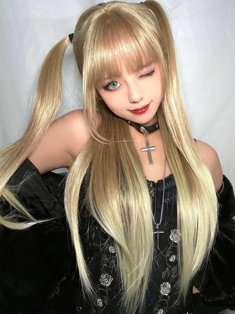 Long Straight Blonde Ombre Hair Wig