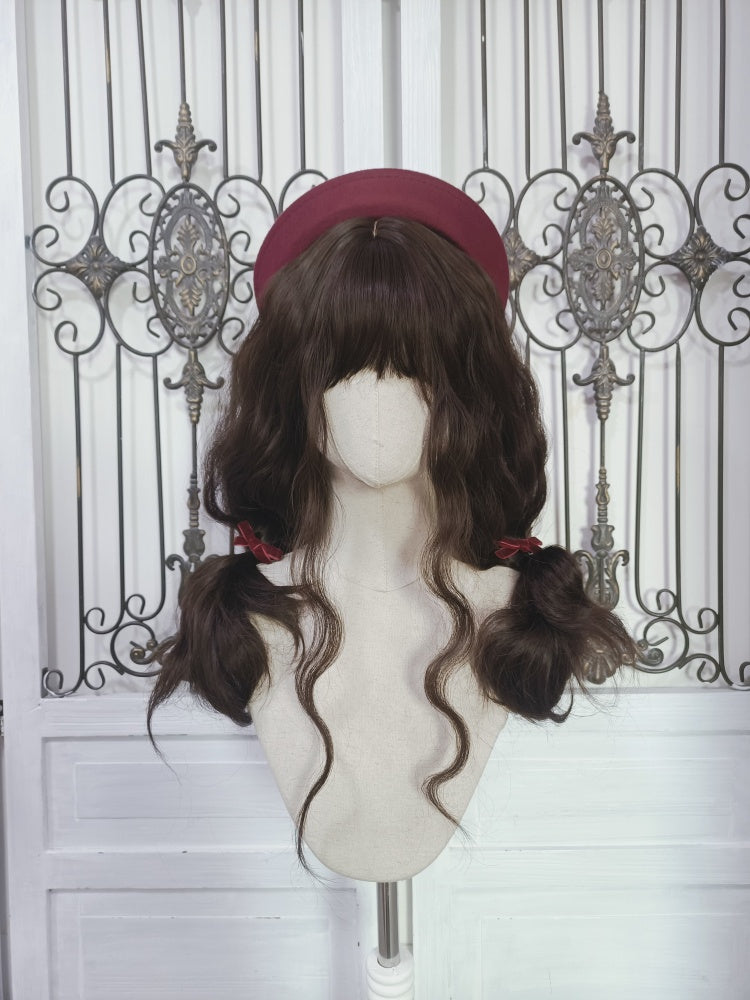 Long Wavy Dark Chocolate Brown Wig with Bangs