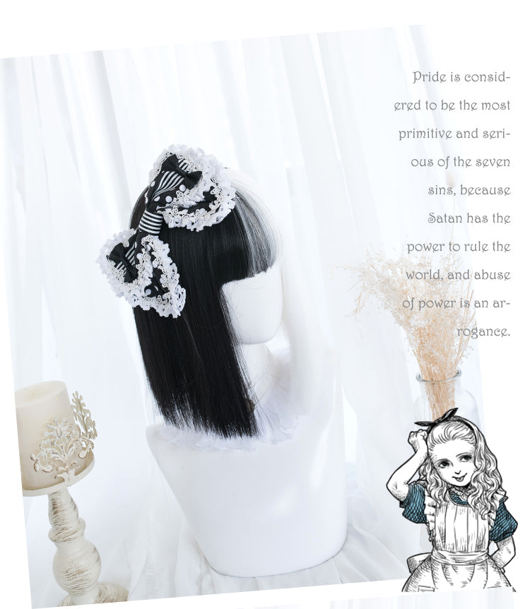 Split Maiden Black and White Long Straight / Short Straight Synthetic Wig