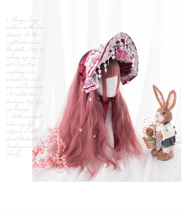 Strawberry Cookies Hime Cut Long Straight / Curly Synthetic Wig with Bangs