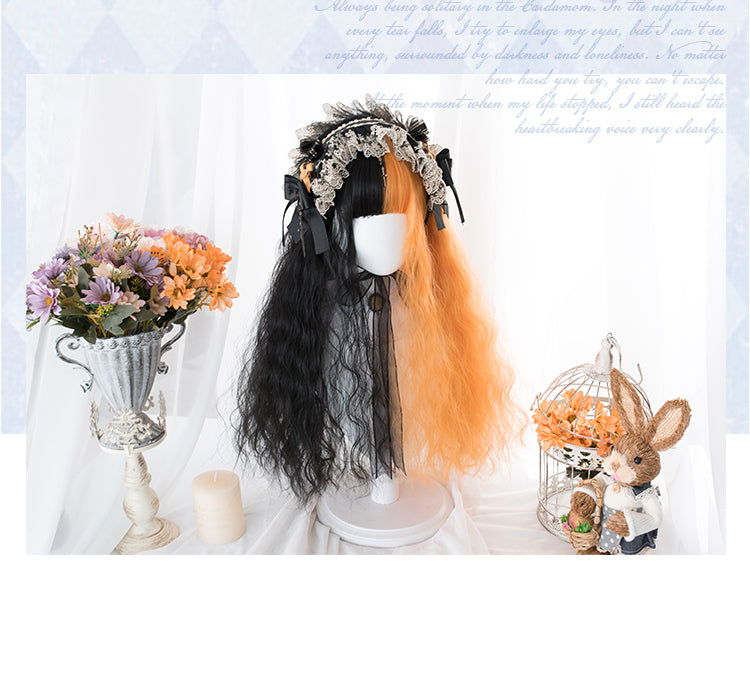 Magic Witch Black and Orange Long Straight / Long Curly / Egg Roll Synthetic Wig