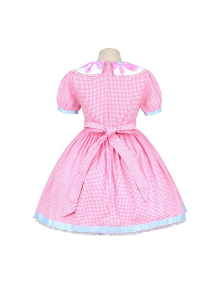 Retro Sweet Round Neckline Short Sleeves One Piece