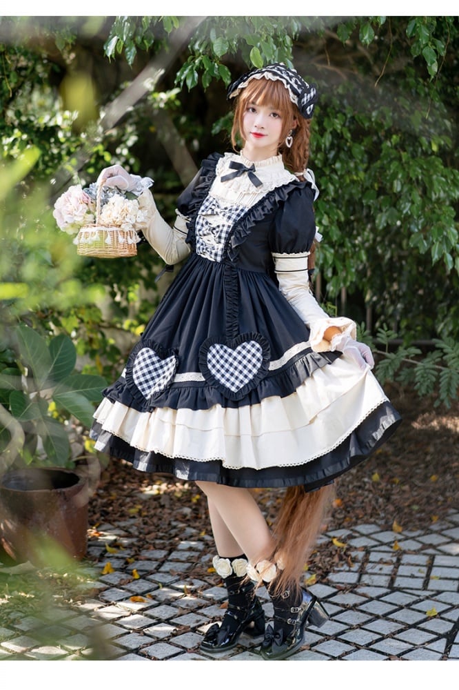 Clearance - Little Cherry Black Love Collar Removable Long Sleeves Sweet OP