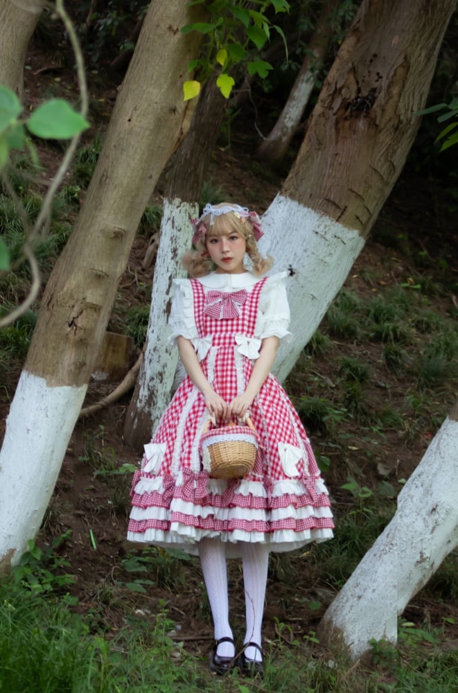 Tokyo Traveler Red Gingham Jumper Skirt