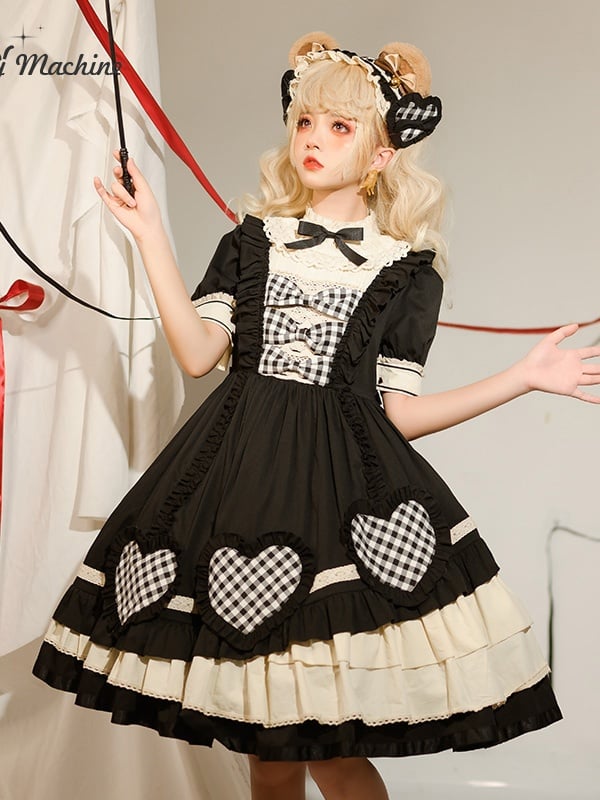 Clearance - Little Cherry Black Love Collar Removable Long Sleeves Sweet OP