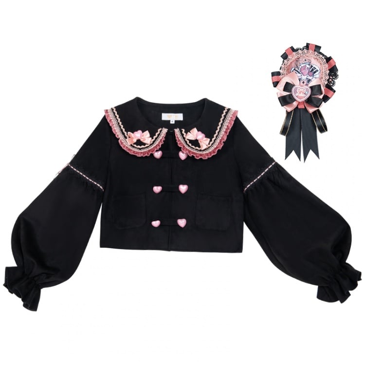 Black and Pink Sweet Lolita Jumper Skirt / Top