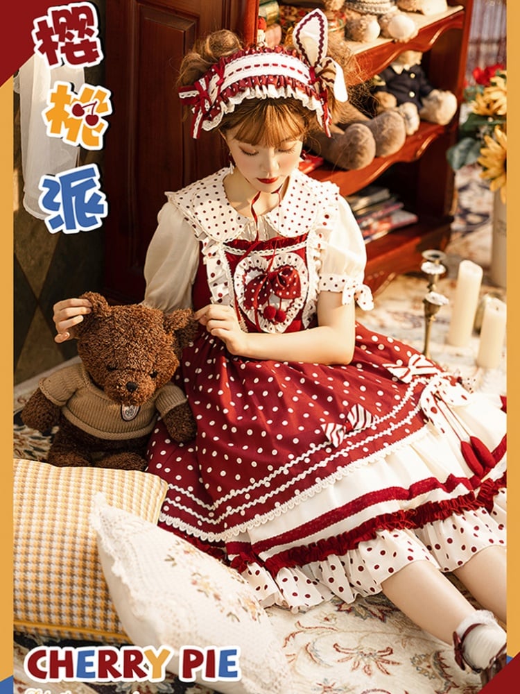 Clearance - Cherry Pie Polka Dot Sweet Jumper Skirt