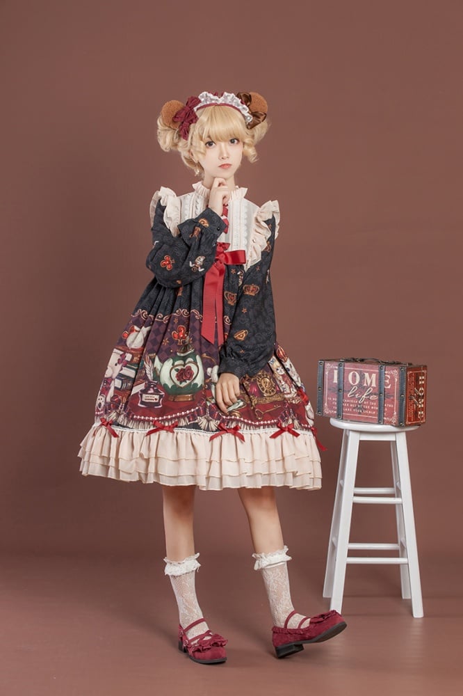 Crown Bear Black Long Sleeves One Piece