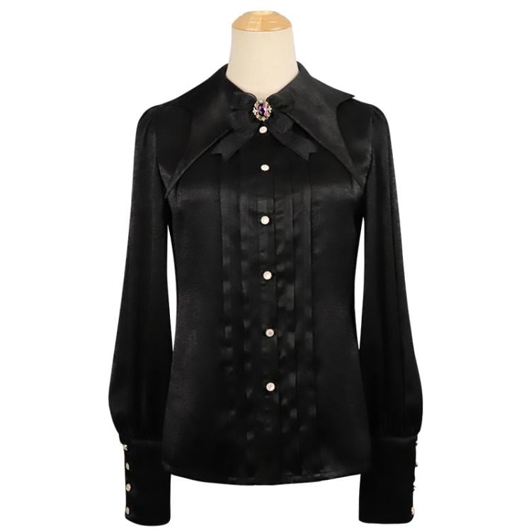 Witch Town Bat Collar Shirt / Tulle Overlay Gothic Jumper Skirt Set