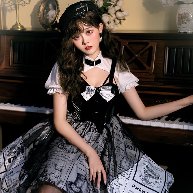 Alice Irregular Hem Skirt Punk One Piece Set