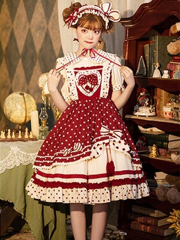Clearance - Cherry Pie Polka Dot Sweet Jumper Skirt