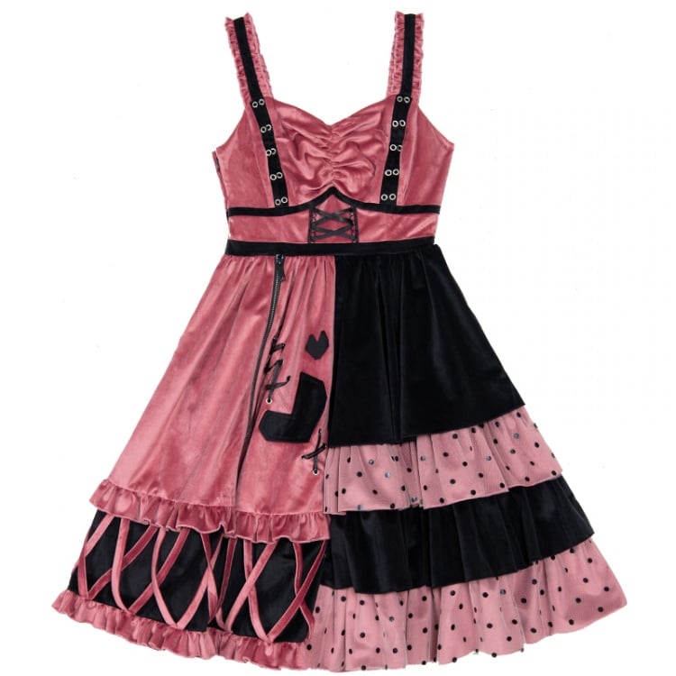 Black and Pink Sweet Lolita Jumper Skirt / Top