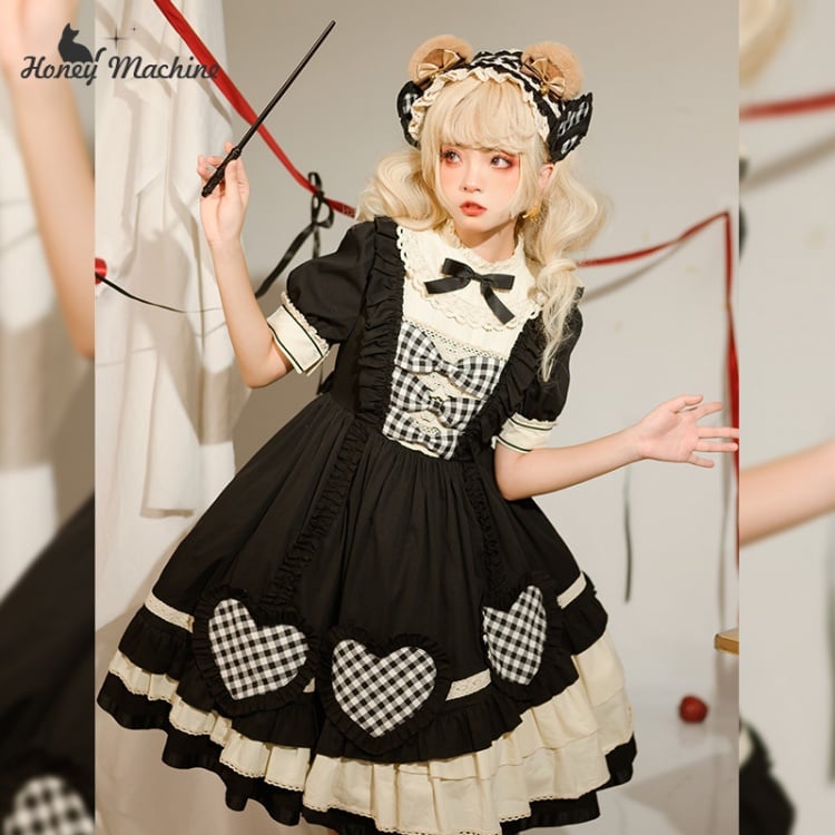 Clearance - Little Cherry Black Love Collar Removable Long Sleeves Sweet OP