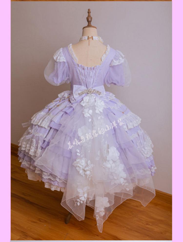 In Stock Garden Dance Short Puff Sleeves Elegant One Piece