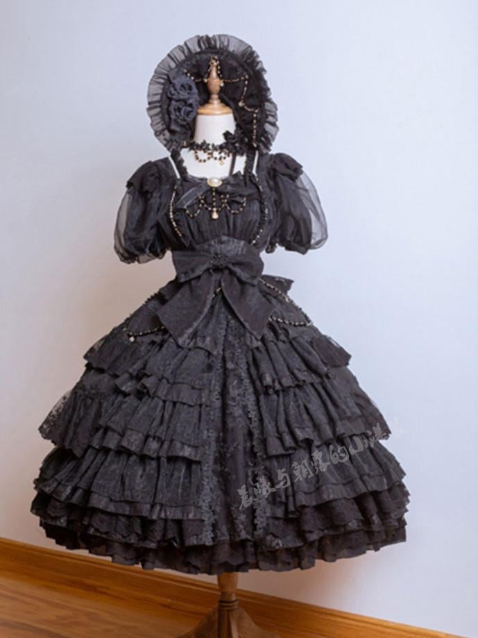 In Stock Garden Dance Short Puff Sleeves Elegant One Piece