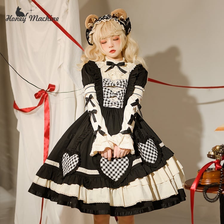 Clearance - Little Cherry Black Love Collar Removable Long Sleeves Sweet OP